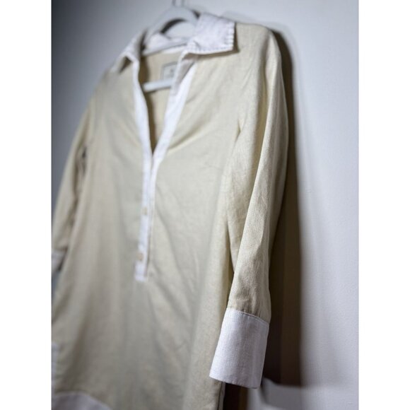 TUCKERNUCK Champagne Linen Collier Dress Quiet Luxury Classic Old Money Size XXS - Picture 3 of 8